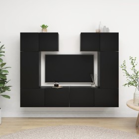 Wohnzimmermöbel Set TV 6 Stück schwarzes Holzwerkstoff von vidaXL, TV-Möbel - Ref: Foro24-3078803, Preis: 195,83 €, Rabatt: %