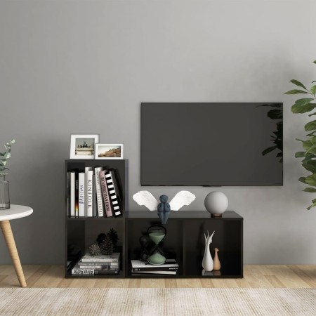 TV furniture 2 pcs glossy black chipboard 72x35x36.5 cm by vidaXL, TV Furniture - Ref: Foro24-3079950, Price: 61,76 €, Discou...