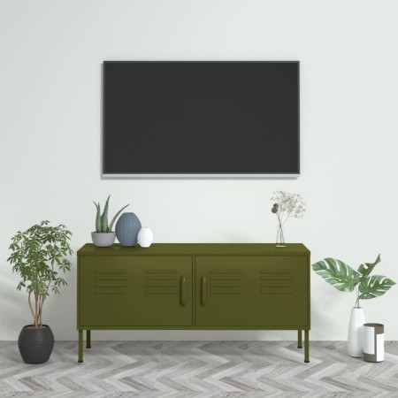 Olive green steel TV cabinet 105x35x50 cm by vidaXL, TV Furniture - Ref: Foro24-336225, Price: 163,97 €, Discount: %