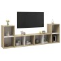 Living room furniture set, 4 pieces, engineered wood, white and Sonoma oak. by vidaXL, TV Furniture - Ref: Foro24-3079975, Pr...