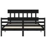 Bed frame with black solid wood headboard 160x200 cm by vidaXL, Beds and slatted bases - Ref: Foro24-3195170, Price: 154,63 €...