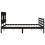 Bed frame with black solid wood headboard 160x200 cm by vidaXL, Beds and slatted bases - Ref: Foro24-3195170, Price: 154,63 €...