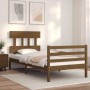 Honey brown solid wood bed frame and headboard 100x200 cm by vidaXL, Beds and slatted bases - Ref: Foro24-3195149, Price: 112...