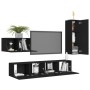 Set de muebles de salón TV 4 pzas madera de ingeniería negro de vidaXL, Muebles TV - Ref: Foro24-3078783, Precio: 162,72 €, D...