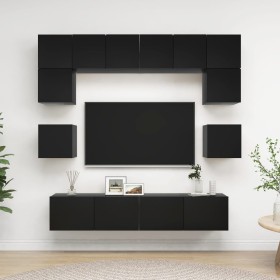 Set de muebles de salón TV 8 piezas madera ingeniería negro de vidaXL, Muebles TV - Ref: Foro24-3078796, Precio: 264,99 €, De...