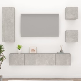 TV furniture set 5 pieces concrete gray plywood by vidaXL, TV Furniture - Ref: Foro24-3114441, Price: 153,16 €, Discount: %