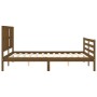 Double bed frame with honey brown wooden headboard by vidaXL, Beds and slatted bases - Ref: Foro24-3194124, Price: 162,62 €, ...