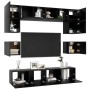 8-piece black engineered wood TV living room furniture set by vidaXL, TV Furniture - Ref: Foro24-3078796, Price: 265,12 €, Di...