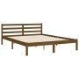 Double bed frame with honey brown wooden headboard by vidaXL, Beds and slatted bases - Ref: Foro24-3194124, Price: 162,62 €, ...