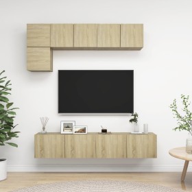 TV-Wohnzimmermöbel-Set, 5-teilig, Holzwerkstoff, Sonoma-Eiche von vidaXL, TV-Möbel - Ref: Foro24-3079008, Preis: 169,99 €, Ra...