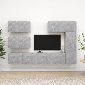 Living room TV set, 6 pieces, engineered wood, gray concrete. by vidaXL, TV Furniture - Ref: Foro24-3079135, Price: 250,41 €,...