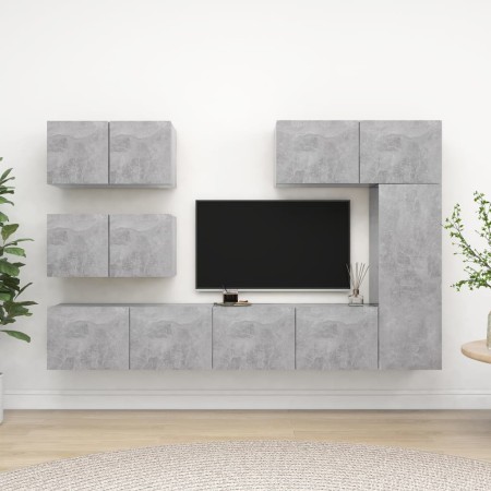 TV-Lounge-Möbel-Set 6-teilig Holztechnik grau Beton von vidaXL, TV-Möbel - Ref: Foro24-3079135, Preis: 250,41 €, Rabatt: %