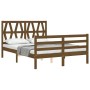 Honey brown solid wood bed frame and headboard 140x200 cm by vidaXL, Beds and slatted bases - Ref: Foro24-3194379, Price: 159...