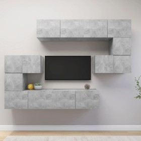 Set muebles de salón TV 8 pzas madera ingeniería gris hormigón de vidaXL, Muebles TV - Ref: Foro24-3079143, Precio: 278,40 €,...