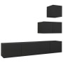 Set de muebles de salón TV 4 pzas madera de ingeniería negro de vidaXL, Muebles TV - Ref: Foro24-3078840, Precio: 151,37 €, D...