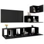 Set de muebles de salón TV 4 pzas madera de ingeniería negro de vidaXL, Muebles TV - Ref: Foro24-3078840, Precio: 151,37 €, D...