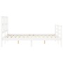 White solid wood bed frame with headboard 140x200 cm by vidaXL, Beds and slatted bases - Ref: Foro24-3194117, Price: 139,38 €...