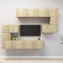 TV furniture set 8 pieces Sonoma oak plywood by vidaXL, TV Furniture - Ref: Foro24-3079038, Price: 284,73 €, Discount: %