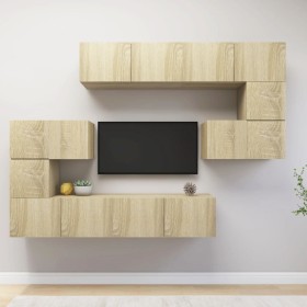 TV furniture set 8 pieces Sonoma oak plywood by vidaXL, TV Furniture - Ref: Foro24-3079038, Price: 275,08 €, Discount: %