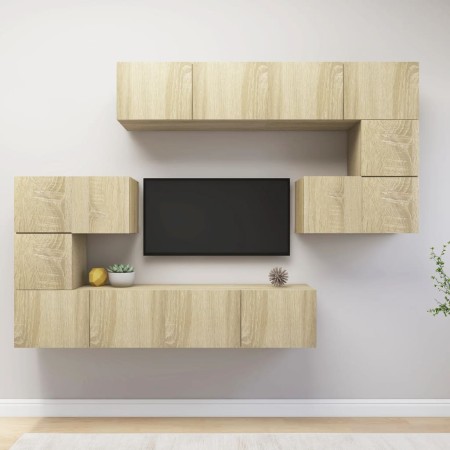 TV furniture set 8 pieces Sonoma oak plywood by vidaXL, TV Furniture - Ref: Foro24-3079038, Price: 268,18 €, Discount: %