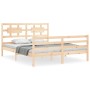 Bed frame with solid wood headboard 160x200 cm by vidaXL, Beds and slatted bases - Ref: Foro24-3194451, Price: 144,92 €, Disc...