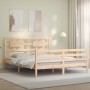 Bed frame with solid wood headboard 160x200 cm by vidaXL, Beds and slatted bases - Ref: Foro24-3194451, Price: 144,92 €, Disc...