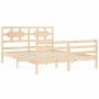 Bed frame with solid wood headboard 160x200 cm by vidaXL, Beds and slatted bases - Ref: Foro24-3194451, Price: 144,92 €, Disc...