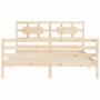 Bed frame with solid wood headboard 160x200 cm by vidaXL, Beds and slatted bases - Ref: Foro24-3194451, Price: 144,92 €, Disc...