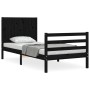 Bed frame with black solid wood headboard 90x200 cm by vidaXL, Beds and slatted bases - Ref: Foro24-3194495, Price: 125,26 €,...