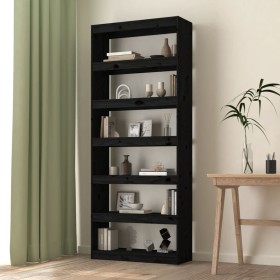 Shelf / room divider in black pine wood 80x30x199.5 cm by vidaXL, Bookcases and shelves - Ref: Foro24-808207, Price: 145,99 €...