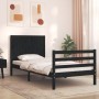 Bed frame with black solid wood headboard 90x200 cm by vidaXL, Beds and slatted bases - Ref: Foro24-3194495, Price: 125,26 €,...