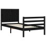 Bed frame with black solid wood headboard 90x200 cm by vidaXL, Beds and slatted bases - Ref: Foro24-3194495, Price: 125,26 €,...