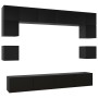 Set de muebles de salón TV 8 piezas madera ingeniería negro de vidaXL, Muebles TV - Ref: Foro24-3078797, Precio: 313,18 €, De...