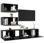 Set de muebles de salón TV 4 piezas madera de ingeniería negro de vidaXL, Muebles TV - Ref: Foro24-3078815, Precio: 152,41 €,...