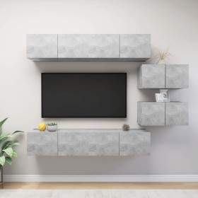 Set muebles de salón TV 6 pzas madera ingeniería gris hormigón de vidaXL, Muebles TV - Ref: Foro24-3079146, Precio: 240,61 €,...