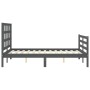 Gray solid wood bed frame with headboard 140x200 cm by vidaXL, Beds and slatted bases - Ref: Foro24-3193988, Price: 160,33 €,...