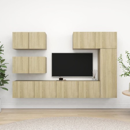 Living room TV furniture set, 6 pieces, engineered wood, Sonoma oak. by vidaXL, TV Furniture - Ref: Foro24-3079030, Price: 22...