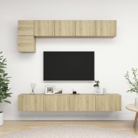 Muebles de pared de TV 5 pzas aglomerado color roble Sonoma de vidaXL, Muebles TV - Ref: Foro24-3079009, Precio: 204,49 €, De...