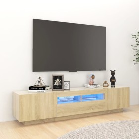 TV cabinet with LED lights Sonoma oak color 180x35x40 cm by vidaXL, TV Furniture - Ref: Foro24-3081900, Price: 110,15 €, Disc...