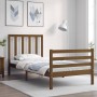 Honey brown solid wood bed frame and headboard 100x200 cm by vidaXL, Beds and slatted bases - Ref: Foro24-3193784, Price: 112...