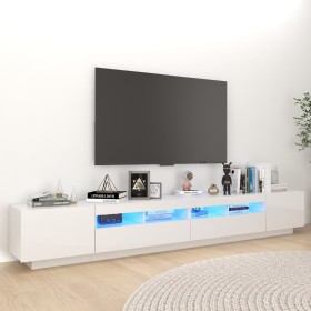 Mueble para TV con luces LED blanco brillante 260x35x40 cm de vidaXL, Muebles TV - Ref: Foro24-3081921, Precio: 209,48 €, Des...