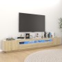 Armario TV con luces LED color roble Sonoma 260x35x40 cm de vidaXL, Muebles TV - Ref: Foro24-3081918, Precio: 167,21 €, Descu...