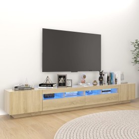 Armario TV con luces LED color roble Sonoma 260x35x40 cm de vidaXL, Muebles TV - Ref: Foro24-3081918, Precio: 157,01 €, Descu...