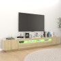 TV cabinet with LED lights Sonoma oak color 260x35x40 cm by vidaXL, TV Furniture - Ref: Foro24-3081918, Price: 149,17 €, Disc...