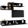 6-piece black engineered wood TV living room furniture set by vidaXL, TV Furniture - Ref: Foro24-3078835, Price: 198,33 €, Di...