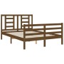 Estructura cama y cabecero madera maciza marrón miel 140x200 cm de vidaXL, Camas y somieres - Ref: Foro24-3194704, Precio: 14...