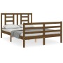 Double bed frame with honey brown wooden headboard by vidaXL, Beds and slatted bases - Ref: Foro24-3194674, Price: 152,84 €, ...