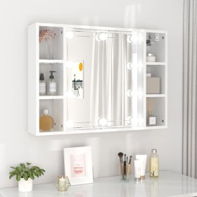 Mueble con espejo y LED blanco brillante 76x15x55 cm de vidaXL, Tocadores de baño - Ref: Foro24-808861, Precio: 60,85 €, Desc...