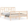 Bed frame with solid wood headboard 160x200 cm by vidaXL, Beds and slatted bases - Ref: Foro24-3194971, Price: 143,31 €, Disc...