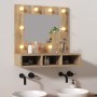 Mueble con espejo y luces LED roble Sonoma 60x31,5x62 cm de vidaXL, Tocadores de baño - Ref: Foro24-808885, Precio: 56,58 €, ...